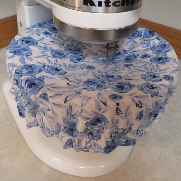 Kitchenaid Bowl Cover, Reversible Bee Gnomes and Blue Rose Mixer Cover - Picture 6 of 7
